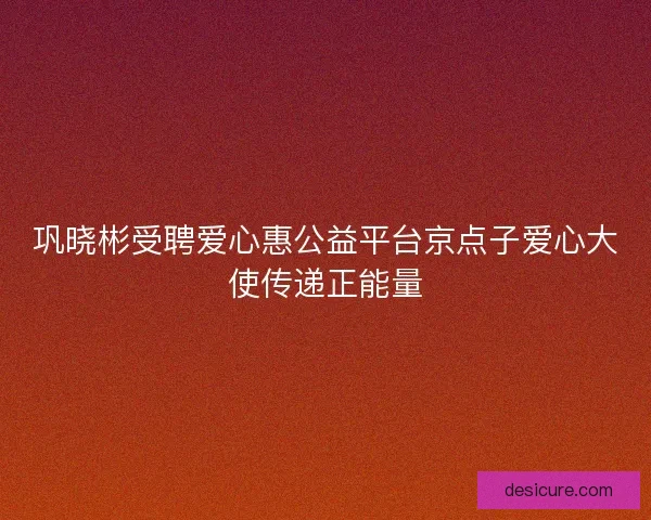 巩晓彬受聘爱心惠公益平台京点子爱心大使传递正能量