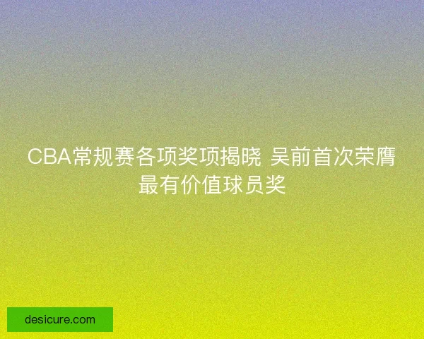 CBA常规赛各项奖项揭晓 吴前首次荣膺最有价值球员奖